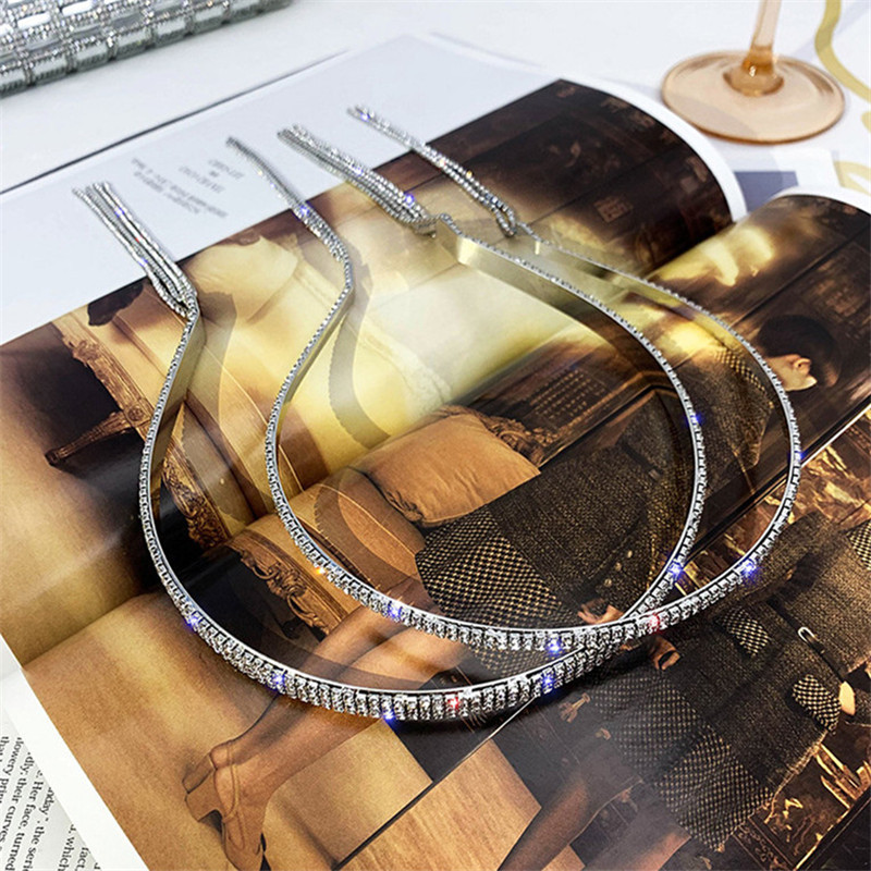 FYUAN korejski stil Puna traka za glavu sa vještačkim kamenčićima za žene Bijoux duge rese Kristalna kopča za kosu Vjenčani dodaci za kosu Nakit Pokloni