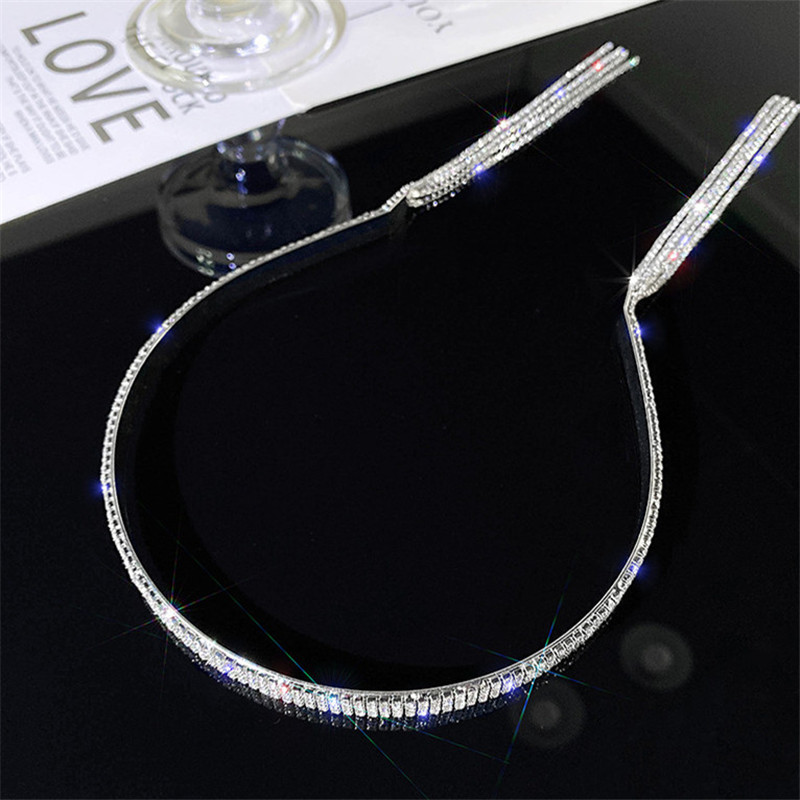 FYUAN korejski stil Puna traka za glavu sa vještačkim kamenčićima za žene Bijoux duge rese Kristalna kopča za kosu Vjenčani dodaci za kosu Nakit Pokloni