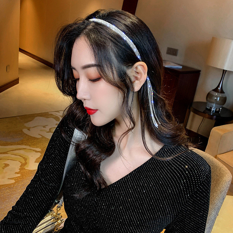 FYUAN korejski stil Puna traka za glavu sa vještačkim kamenčićima za žene Bijoux duge rese Kristalna kopča za kosu Vjenčani dodaci za kosu Nakit Pokloni
