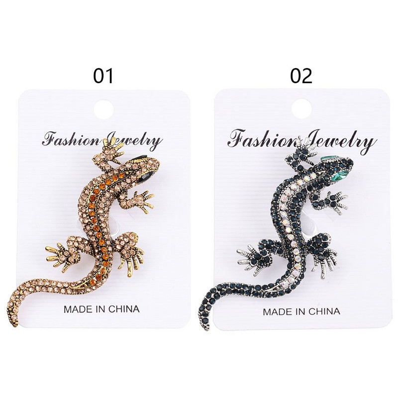 Ajándéktű Öltöny Kiegészítő Táska Ruházat Címke Strasszkő Állat Bross Gyík Gekkó Bross Retro