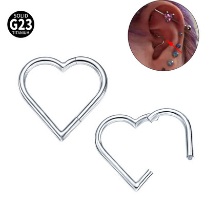 G23 titán szív alakú szegmens gyűrűs arc Daith testékszer 16G 2022 8-10 mm porc fülbevaló orr septum piercing fül Tragus