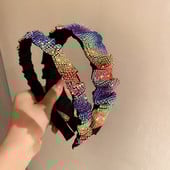 FYUAN Vintage Rainbow Colorful Rhinestone Hairbands за жени Кадифени шапки Аксесоари за коса Бижута