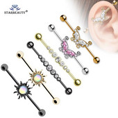 16G 1,6*36mm Butterfly Sun Colorful CZ Industrial Barbell Ear Cartilage Helix-Conch Piercing Bar Σκουλαρίκι Σκουλαρίκι Σώμα Κοσμήματα