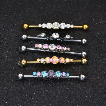 16G 1.6*36mm Butterfly Sun Colorful CZ Industrial Barbell Earth Helix-Conch Piercing Bar Earring Stud Body Jewelry