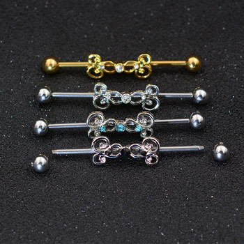 16G 1.6*36mm Butterfly Sun Colorful CZ Industrial Barbell Earth Helix-Conch Piercing Bar Earring Stud Body Jewelry