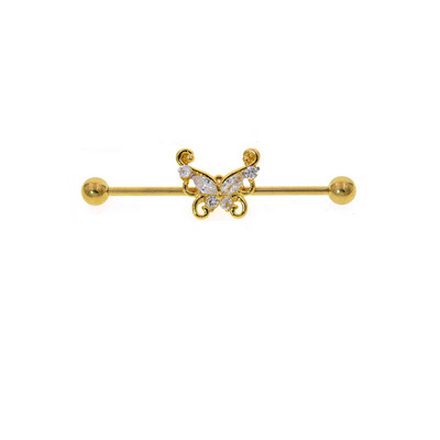 16G 1,6*36mm Butterfly Sun Colorful CZ Industrial Barbell Ear Cartilage Helix-Conch Piercing Bar Σκουλαρίκι Σκουλαρίκι Σώμα Κοσμήματα