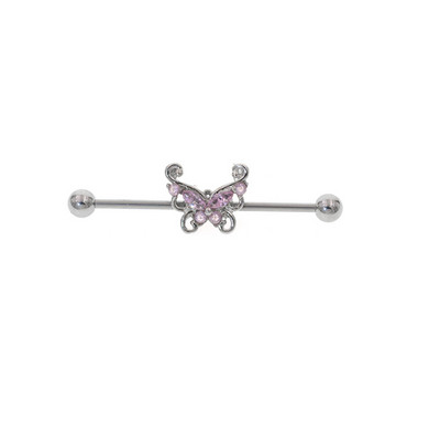 16G 1,6*36mm Butterfly Sun Colorful CZ Industrial Barbell Ear Cartilage Helix-Conch Piercing Bar Σκουλαρίκι Σκουλαρίκι Σώμα Κοσμήματα