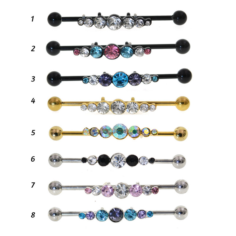 16G 1,6*36mm Butterfly Sun Colorful CZ Industrial Barbell Ear Cartilage Helix-Conch Piercing Bar Σκουλαρίκι Σκουλαρίκι Σώμα Κοσμήματα