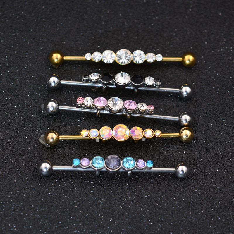 16G 1,6*36mm Butterfly Sun Colorful CZ Industrial Barbell Ear Cartilage Helix-Conch Piercing Bar Σκουλαρίκι Σκουλαρίκι Σώμα Κοσμήματα