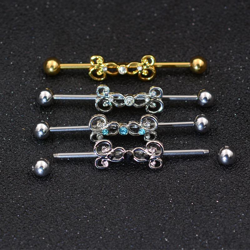 16G 1,6*36mm Butterfly Sun Colorful CZ Industrial Barbell Ear Cartilage Helix-Conch Piercing Bar Σκουλαρίκι Σκουλαρίκι Σώμα Κοσμήματα