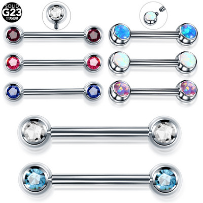 1PC Titan Opal Nipple Shiled Bars Piercing 14G Fir intern Piercing Mamilo Sexy Piercing Limbă Barbell Piercing Bijuterii Femei