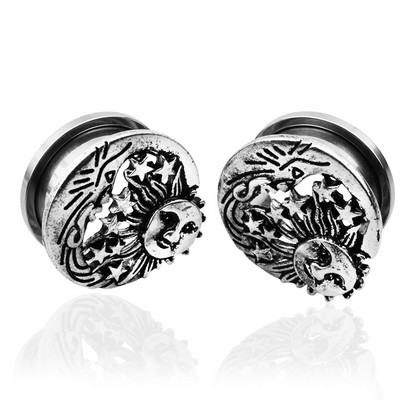 2 τεμ. 316l Χειρουργικά βύσματα αυτιού με σάρκα από σάρκα με ανοδιωμένο σπείρωμα με διάτρηση κοίλη βίδα Διαστολέας αυτιού Body Jewelry Oreja