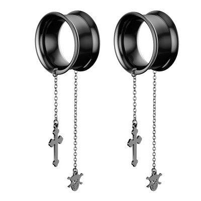 2 τεμ. 316l Χειρουργικά βύσματα αυτιού με σάρκα από σάρκα με ανοδιωμένο σπείρωμα με διάτρηση κοίλη βίδα Διαστολέας αυτιού Body Jewelry Oreja