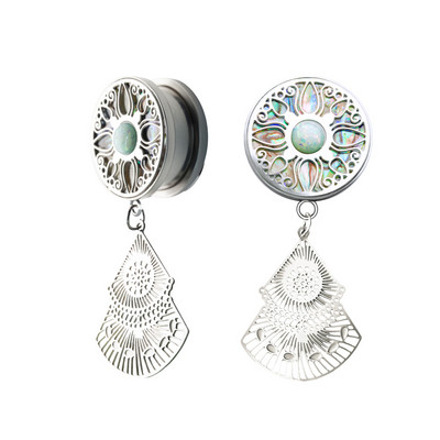 2 τεμ. 316l Χειρουργικά βύσματα αυτιού με σάρκα από σάρκα με ανοδιωμένο σπείρωμα με διάτρηση κοίλη βίδα Διαστολέας αυτιού Body Jewelry Oreja