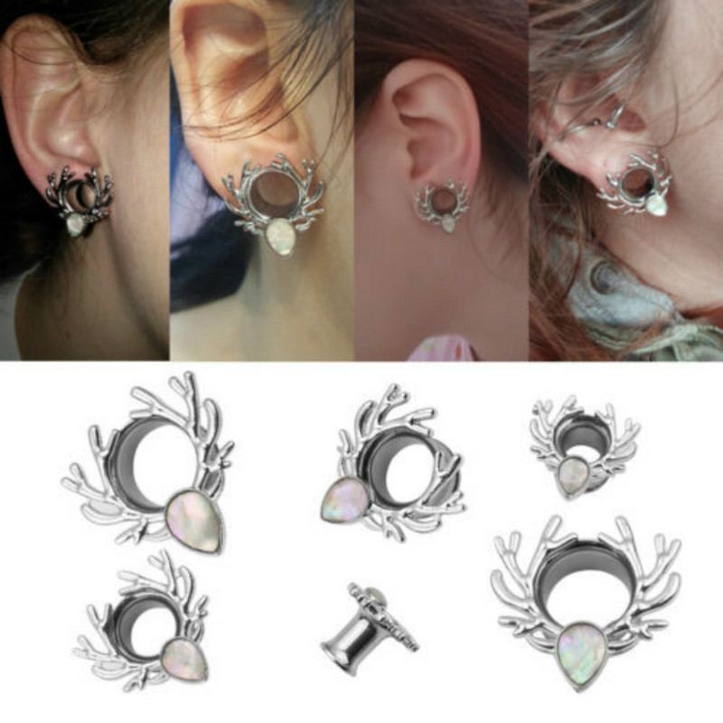 2 τεμ. 316l Χειρουργικά βύσματα αυτιού με σάρκα από σάρκα με ανοδιωμένο σπείρωμα με διάτρηση κοίλη βίδα Διαστολέας αυτιού Body Jewelry Oreja