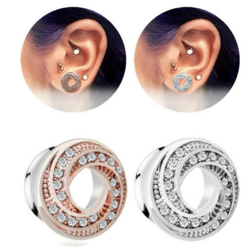 2 τεμ. 316l Χειρουργικά βύσματα αυτιού με σάρκα από σάρκα με ανοδιωμένο σπείρωμα με διάτρηση κοίλη βίδα Διαστολέας αυτιού Body Jewelry Oreja