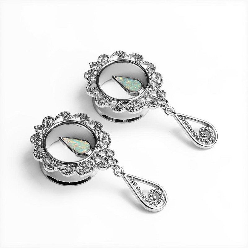 2 τεμ. 316l Χειρουργικά βύσματα αυτιού με σάρκα από σάρκα με ανοδιωμένο σπείρωμα με διάτρηση κοίλη βίδα Διαστολέας αυτιού Body Jewelry Oreja