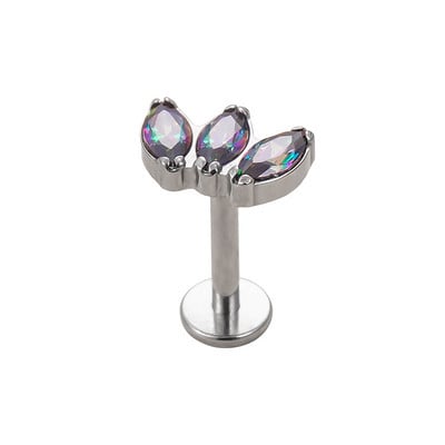 ASTM F136 Titanium 3 Zircon Paved Top Labret Lip Stud Ureche Cartilage Tragus Helix Piercing Ureche Studs Snug Body Jewelry Comert cu ridicata