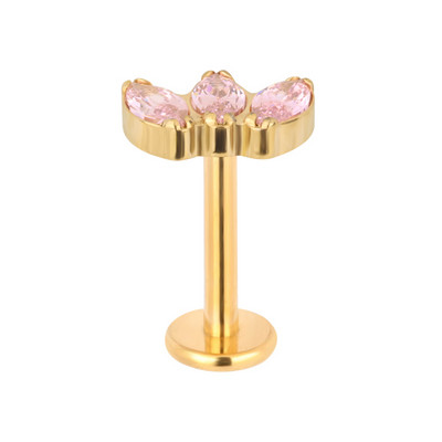 ASTM F136 Titanium 3 Zircon Paved Top Labret Lip Stud Ureche Cartilage Tragus Helix Piercing Ureche Studs Snug Body Jewelry Comert cu ridicata