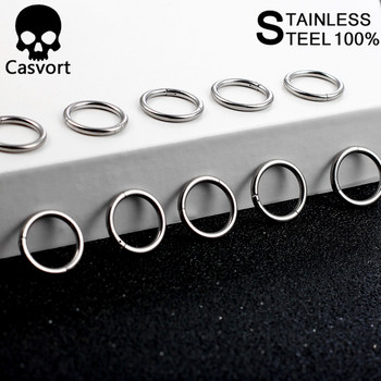 Casvort 10/20 PCS Сегмент от неръждаема стомана Hoop Ring Ушен хрущял Tragus Helix Lip Ring Пиърсинг Нос Пръстен Обеци Пръстен