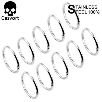 Casvort 10/20 db rozsdamentes acél szegmens karikagyűrű fülporc Tragus Helix ajakgyűrű piercing orrgyűrű fülbevaló gyűrű