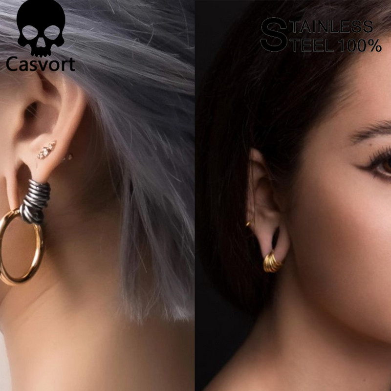Casvort 10/20 db rozsdamentes acél szegmens karikagyűrű fülporc Tragus Helix ajakgyűrű piercing orrgyűrű fülbevaló gyűrű
