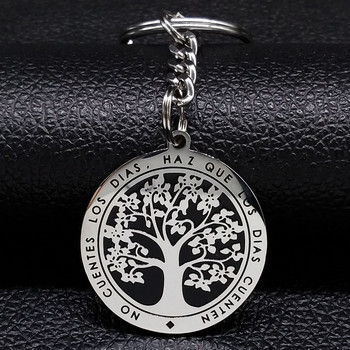 Fashion Tree of Life Μπρελόκ από ανοξείδωτο ατσάλι για γυναίκες Ασημί χρώμα Μπρελόκ κοσμήματα αυτοκινήτου Δώρο llavero arbol de la vida K727S01