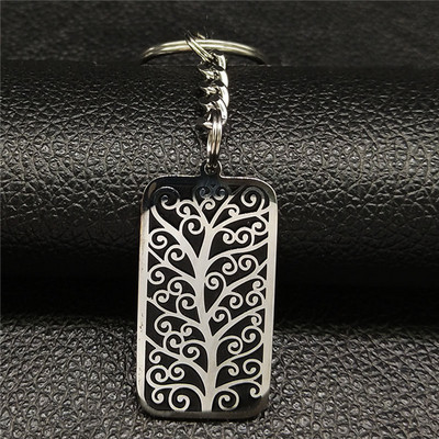 Fashion Tree of Life Rozsdamentes acél kulcstartó nőknek Ezüst színű kulcstartó autós ékszer Ajándék llavero arbol de la vida K727S01