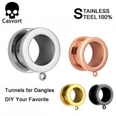 Casvort DIY rozsdamentes acél füldugók testpiercing csavaros alagutak hordágyak divat ékszerek fülbevaló bővítő ajándékba 2 DB