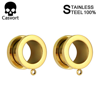 Casvort DIY rozsdamentes acél füldugók testpiercing csavaros alagutak hordágyak divat ékszerek fülbevaló bővítő ajándékba 2 DB