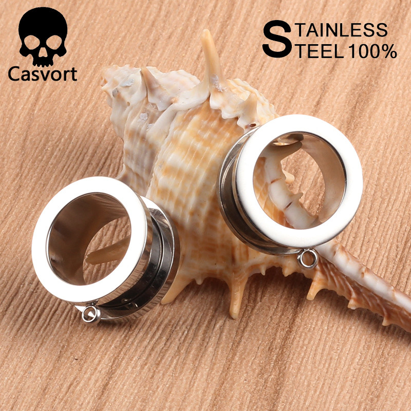 Casvort DIY rozsdamentes acél füldugók testpiercing csavaros alagutak hordágyak divat ékszerek fülbevaló bővítő ajándékba 2 DB
