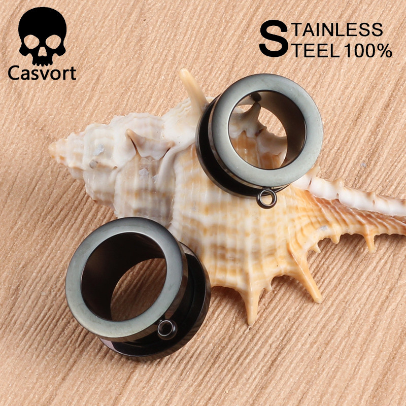 Casvort DIY rozsdamentes acél füldugók testpiercing csavaros alagutak hordágyak divat ékszerek fülbevaló bővítő ajándékba 2 DB