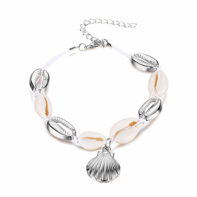 Vintage ručno tkane narukvice za gležnjeve za žene Narukvica sa šarmom od školjki i šljokica Narukvica s privjeskom od boemskog užeta Narukvice za gležnjeve Nakit za plažu