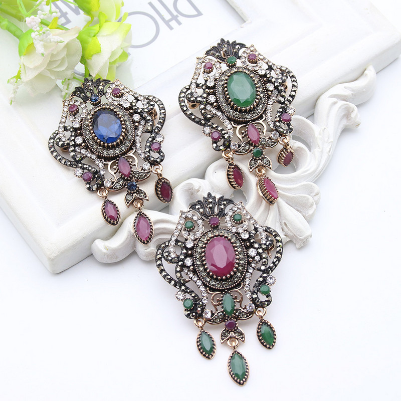 Sunspicems broșă turcească vintage Boemia femei broșă rășină culoare auriu antic cristal indian mireasa bijuterii eșarfă ace cadou