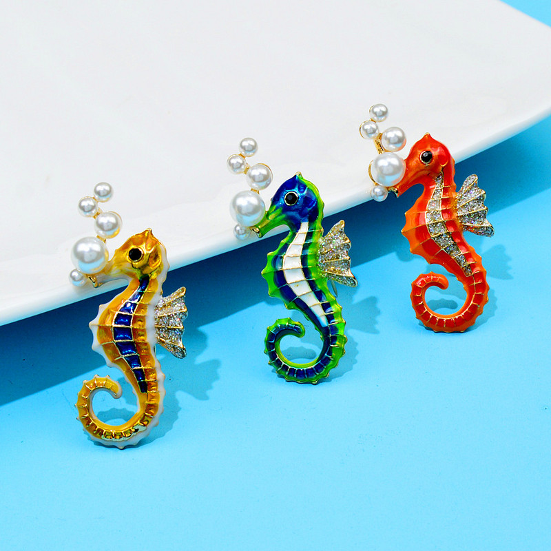 CINDY XIANG Broșe de cal de mare cu hipocampus email nou pentru femei, bijuterii drăguțe colorate, cadou de petrecere de înaltă calitate