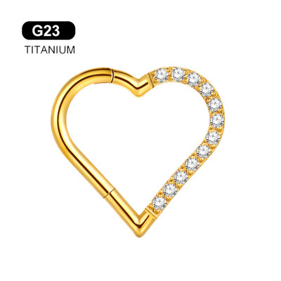 ASTM F136 G23 Titanium Daith CZ szív fülbevaló septum orrgyűrűk karika Tragus Stud implantációs fokozatú fül Helix piercing 16G