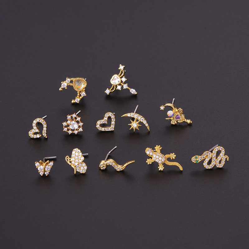 1db New Fashion SL alakú orrcsapok Piercing rozsdamentes acél 20G kígyó cirkon orrlyuk csavar indiai orrgyűrű piercing ékszer