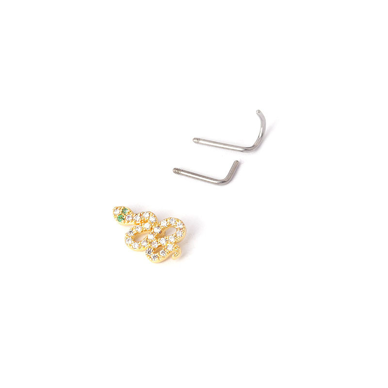 1db New Fashion SL alakú orrcsapok Piercing rozsdamentes acél 20G kígyó cirkon orrlyuk csavar indiai orrgyűrű piercing ékszer