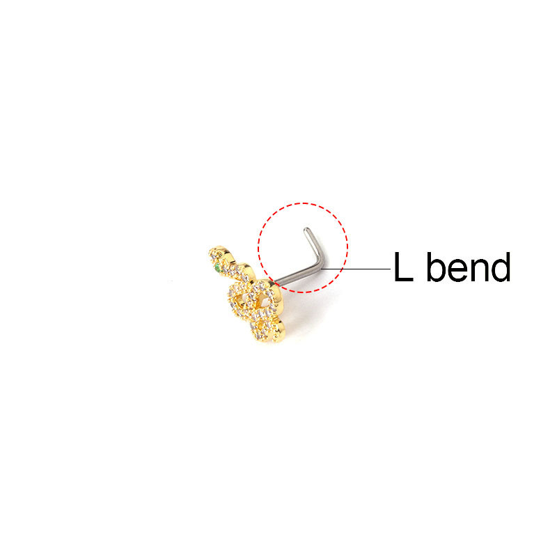 1db New Fashion SL alakú orrcsapok Piercing rozsdamentes acél 20G kígyó cirkon orrlyuk csavar indiai orrgyűrű piercing ékszer