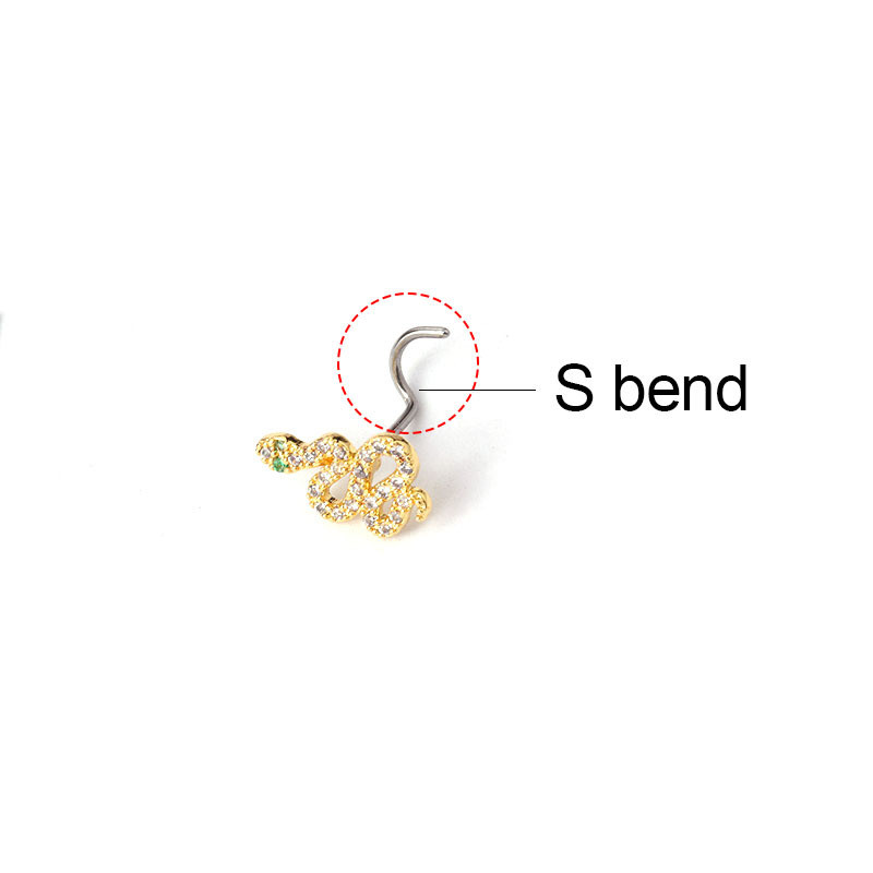 1db New Fashion SL alakú orrcsapok Piercing rozsdamentes acél 20G kígyó cirkon orrlyuk csavar indiai orrgyűrű piercing ékszer