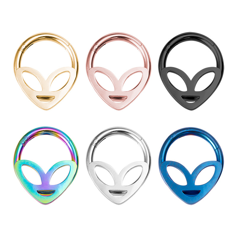 1db Alien Hoop Septum orrgyűrű csuklós Clicker szegmens porc fülbevaló szemöldök piercing fülcsavar Tragus Helix testékszer 16G