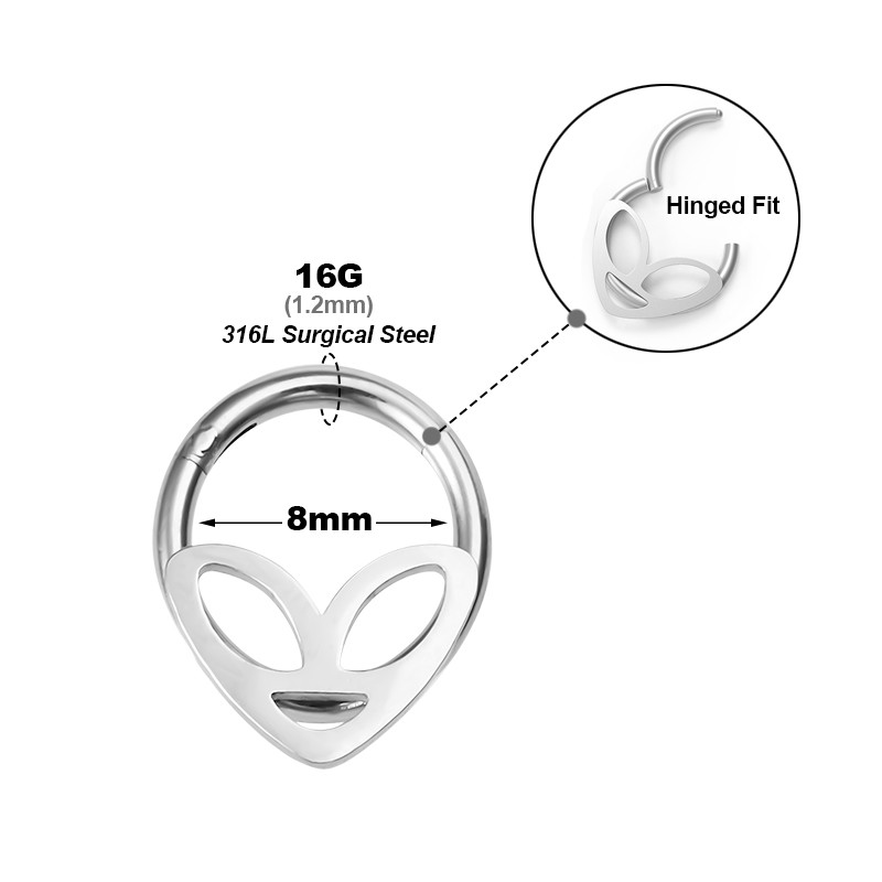 1db Alien Hoop Septum orrgyűrű csuklós Clicker szegmens porc fülbevaló szemöldök piercing fülcsavar Tragus Helix testékszer 16G