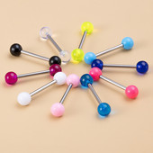 10 ΤΕΜ. Πολύχρωμα ακρυλικά δαχτυλίδια γλώσσας με μπάλα 14 γρ.