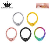 Szív vízcsepp Daith fülbevaló septum karika piercing kígyó piramis virág punk orr gyűrűk Tragus Helix csuklós csap 16G