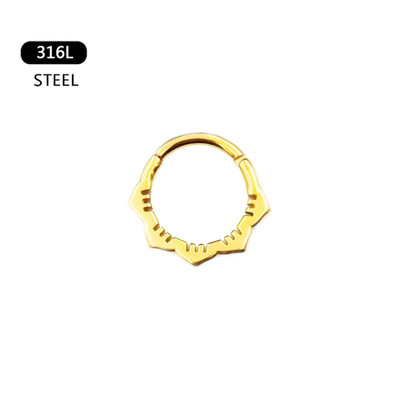 Szív vízcsepp Daith fülbevaló septum karika piercing kígyó piramis virág punk orr gyűrűk Tragus Helix csuklós csap 16G