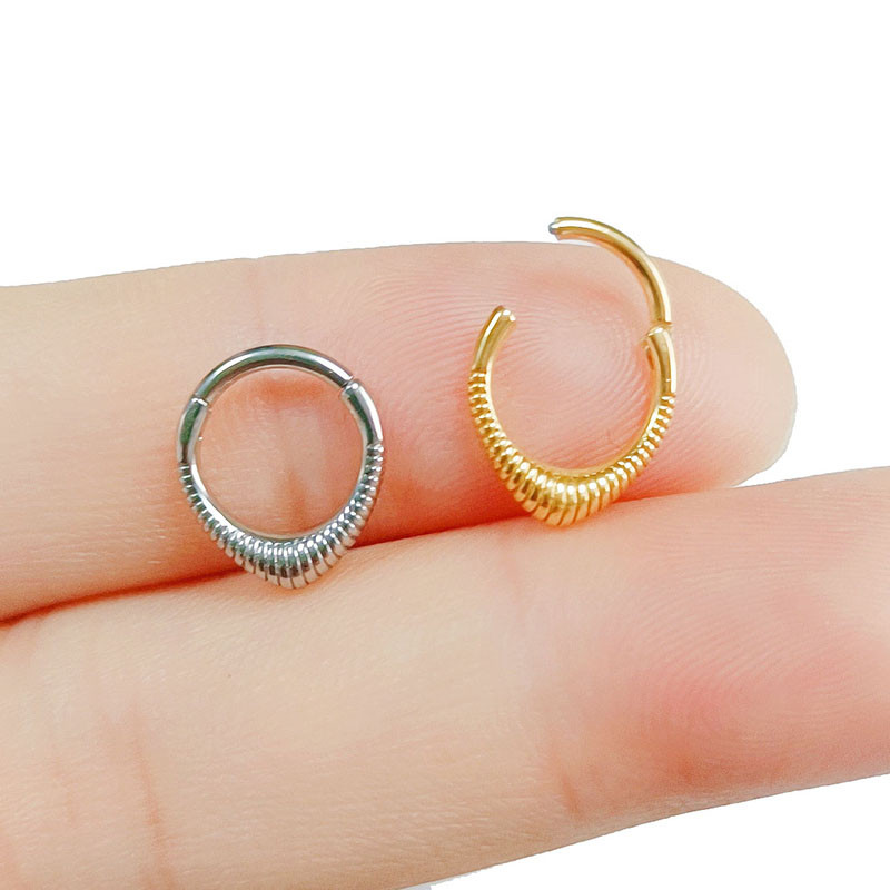 Szív vízcsepp Daith fülbevaló septum karika piercing kígyó piramis virág punk orr gyűrűk Tragus Helix csuklós csap 16G