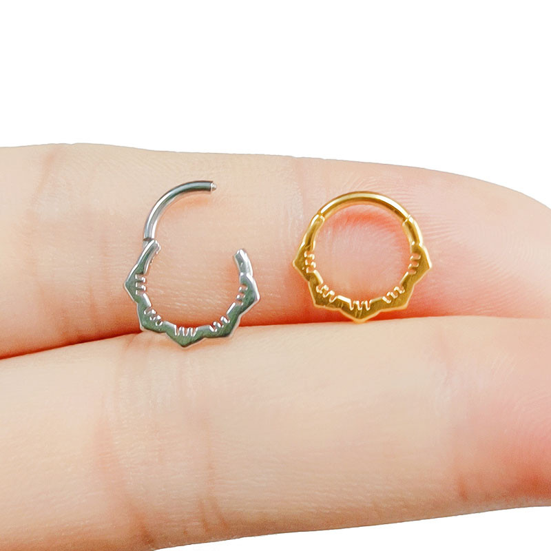 Szív vízcsepp Daith fülbevaló septum karika piercing kígyó piramis virág punk orr gyűrűk Tragus Helix csuklós csap 16G