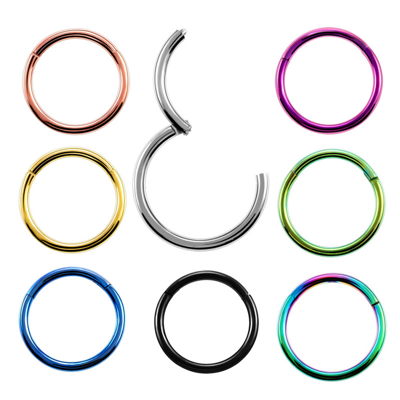 2db/tétel G23 titán csuklós szegmensű orrgyűrűk ajak szemöldök mellbimbó kattanó fülszeptum Helix Tragus Captive piercing testékszer