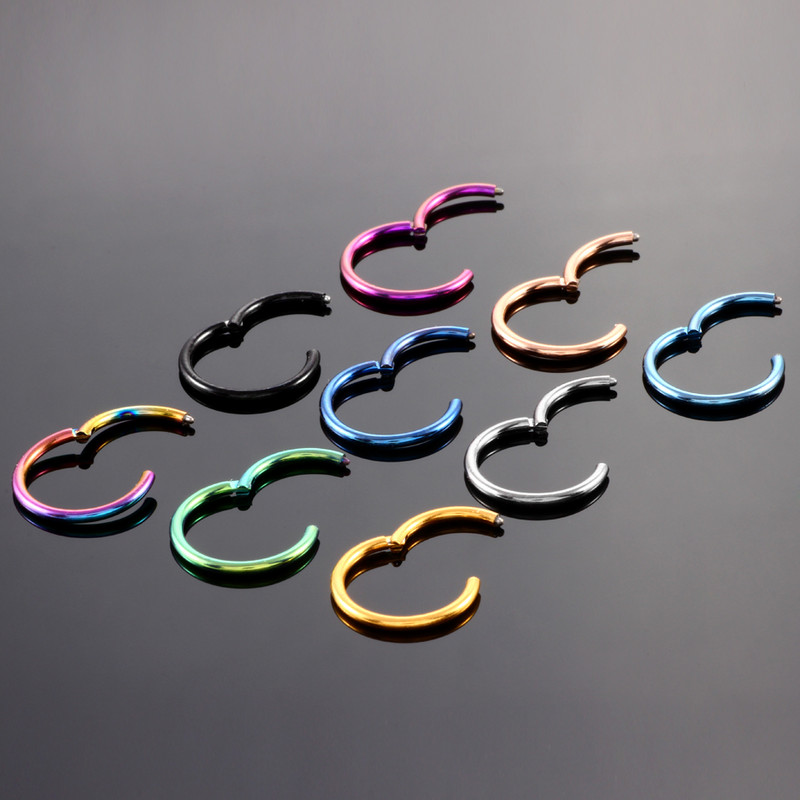 2db/tétel G23 titán csuklós szegmensű orrgyűrűk ajak szemöldök mellbimbó kattanó fülszeptum Helix Tragus Captive piercing testékszer