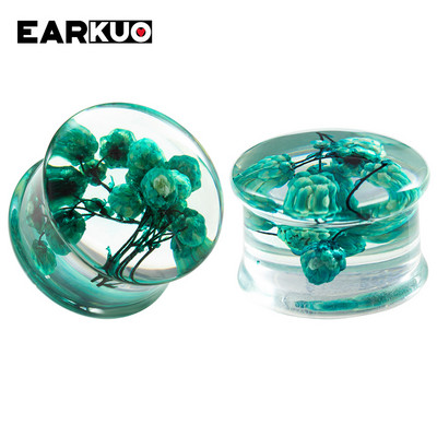 EARKUO legújabb divat virág akril füldugók mérőeszközök alagutak tágítók piercing test ékszer fülbevaló hordágy 2 db 8-16 mm